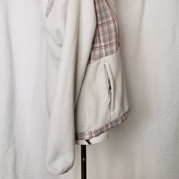 The North Face Retro Denali fleece jacket with red grey off-white plaid women's - Picture 7 of 16